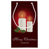 赤の上に白いクリスマスキャンドルと文字 スモールペーパーバッグ (裏面)