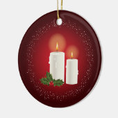 赤の上に白いクリスマスキャンドルと文字 セラミックオーナメント (左)