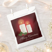 赤の上に白いクリスマスキャンドルと文字 フェイバーバッグ (クリップ留めされた状態)