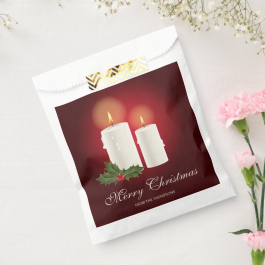 赤の上に白いクリスマスキャンドルと文字 フェイバーバッグ (封をした状態)