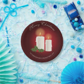 赤の上に白いクリスマスキャンドルと文字 ペーパープレート (パーティー)