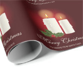 赤の上に白いクリスマスキャンドルと文字 ラッピングペーパー (ロールコーナー)