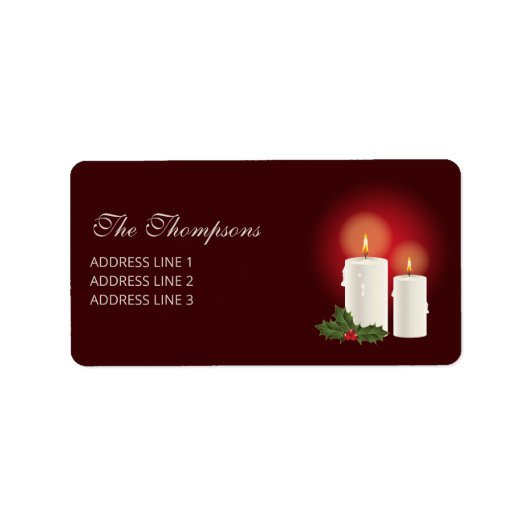 赤の上に白いクリスマスキャンドルと文字 ラベル (正面)