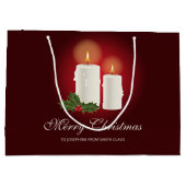 赤の上に白いクリスマスキャンドルと文字 ラージペーパーバッグ (裏面)