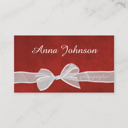 赤の上に白い弓 名刺 (正面)