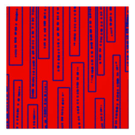 赤の上の青い長方形 ポスター