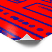 赤の上の青い長方形 ポスター (コーナー)