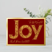 赤の世界に大きな喜び、金ゴールド 箔シーズンカード (立ち正面)