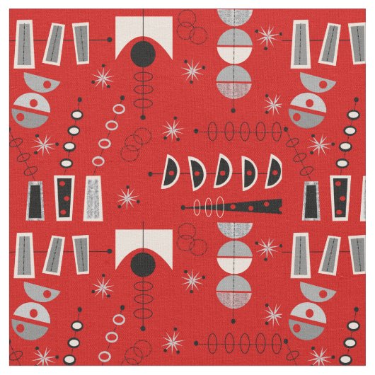 赤の中世抽象芸術 ファブリック (クローズアップ)