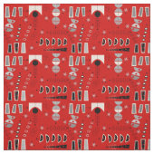 赤の中世抽象芸術 ファブリック (見本)