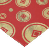 赤の中国のな硬貨パターン金ゴールド テーブルクロス (アングル)