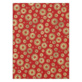 赤の中国のな硬貨パターン金ゴールド テーブルクロス (正面)