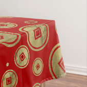 赤の中国のな硬貨パターン金ゴールド テーブルクロス (インサイチュ)