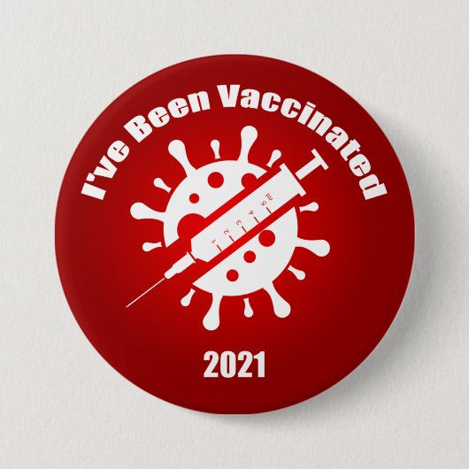 赤の予防接種を受けた 缶バッジ (正面)