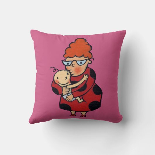 赤の伯母さんからの大きいこんにちはの抱擁 クッション (裏面)