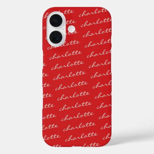 赤の個性的な名前パターン スクリプト タイポグラフィ Case-Mate iPhoneケース (裏面)