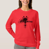 赤の元の黒いアルバニアのワシのデザイン Tシャツ (正面)