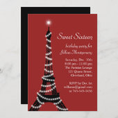 赤の光っているエッフェル塔 招待状 (正面/裏面)