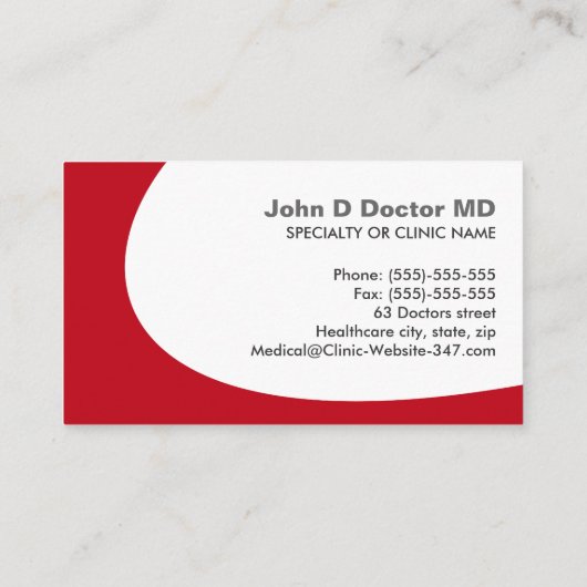 赤の医師または医療名刺 名刺 (裏面)