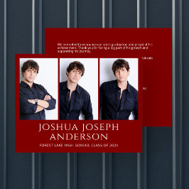 赤の卒業写真の詳細のお知らせ ノートカード