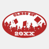 赤の卒業式の現在の年の楕円形のシール 楕円形シール (正面)