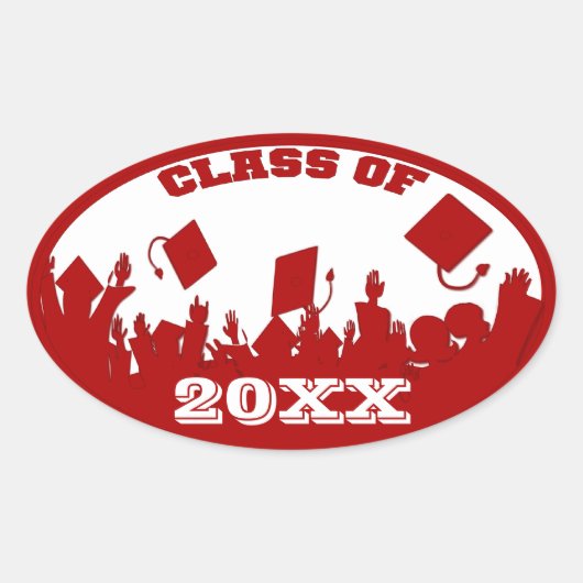 赤の卒業式の現在の年の楕円形のシール 楕円形シール (正面)