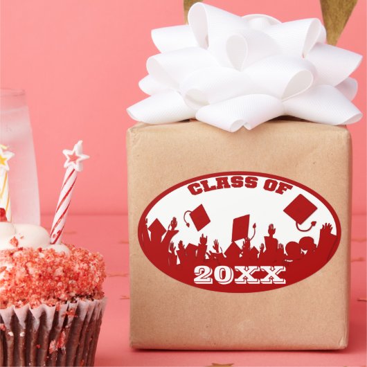 赤の卒業式の現在の年の楕円形のシール 楕円形シール (パーティー)