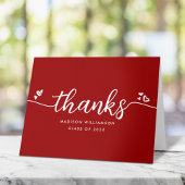 赤の卒業式シックモダンスエレガントクリプトハート サンキューカード
