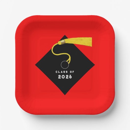 赤の卒業式2025パーティー ペーパープレート (正面)