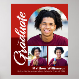 赤の卒業式3フォトアーはっきりしたチスクリプトのミニマル ポスター