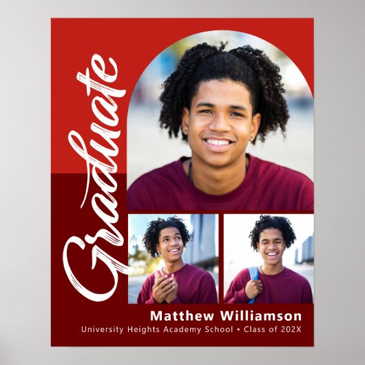 赤の卒業式3フォトアーはっきりしたチスクリプトのミニマル ポスター (正面)