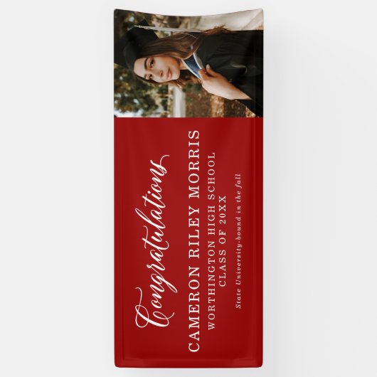 赤の卒業旗 横断幕 (縦)