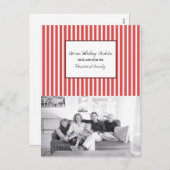 赤の垂直フェスティバルストライプズ休日の写真 シーズンポストカード (正面/裏面)