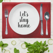 赤の夕食設定 キッチンタオル (折り畳み)