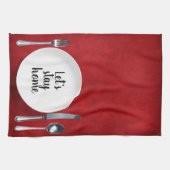 赤の夕食設定 キッチンタオル (横)