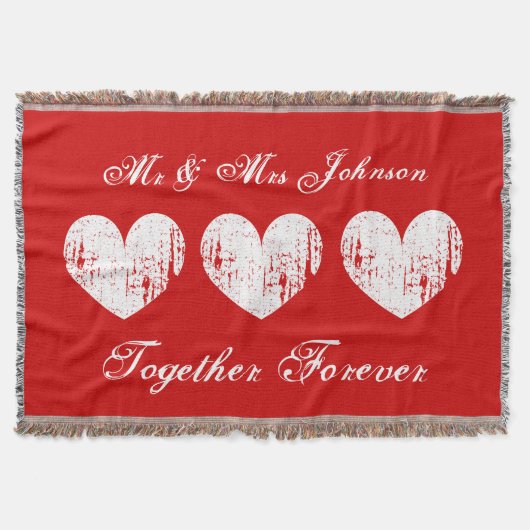 赤の夫婦が新婚の毛布を結婚敷く スローブランケット (正面)