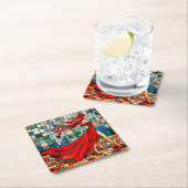 赤の女性 スクエアペーパーコースター (インサイチュ)