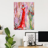 赤の女性 ポスター (ホームオフィス)