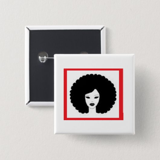 赤の女性 缶バッジ (正面&裏面)