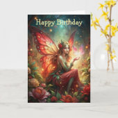 赤の妖精 カード (黄色い花)