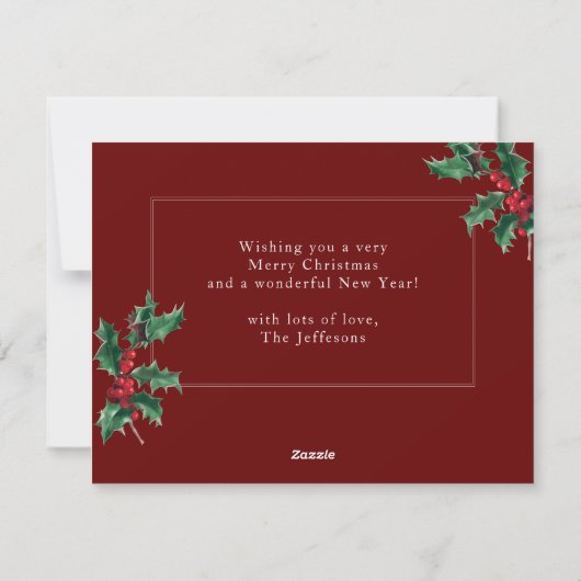 赤の季節の挨拶クリスマスカスタム写真 シーズンカード (裏面)