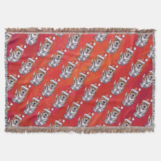 赤の帽子パターンの聖バーナード スローブランケット (正面)