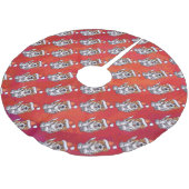 赤の帽子パターンの聖バーナード ブラッシュドポリエステルツリースカート (アングル)