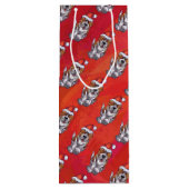 赤の帽子パターンの聖バーナード ワインギフトバッグ (裏面)