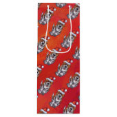 赤の帽子パターンの聖バーナード ワインギフトバッグ (正面)