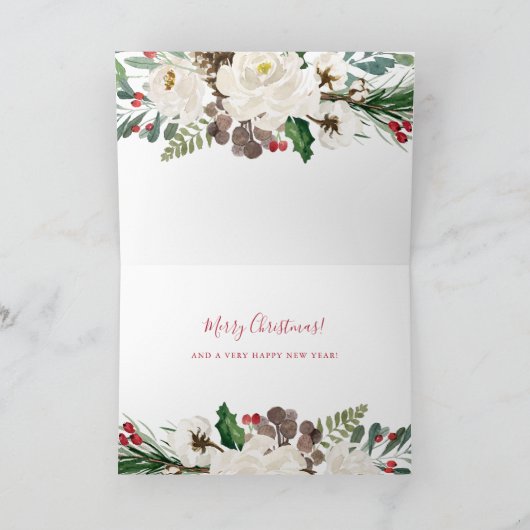 赤の平和と喜び | フローラメリークリスマス シーズンカード (内部)