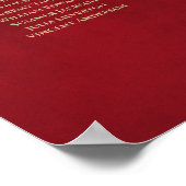 赤の座席表の20台の金ゴールド結婚フリル ポスター (角)