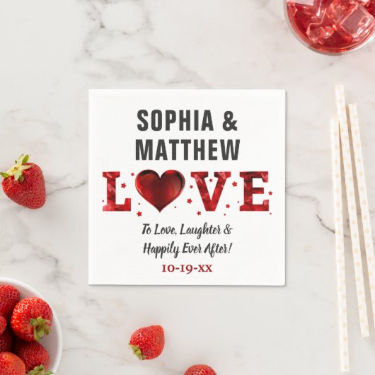 赤の後ずっと楽しく笑い結婚を スタンダードカクテルナプキン (インサイチュ)