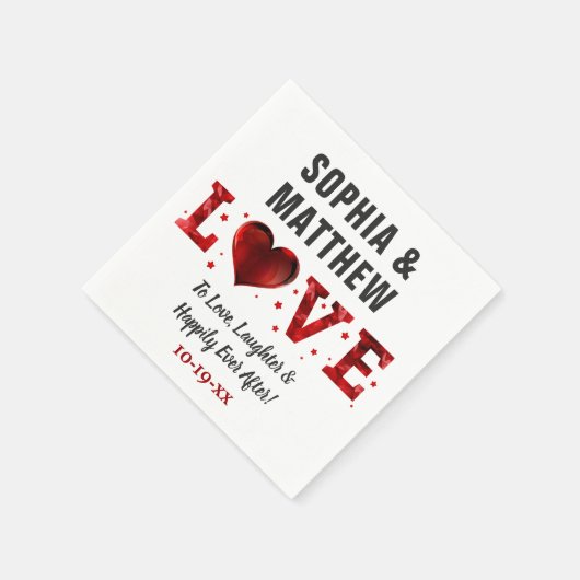 赤の後ずっと楽しく笑い結婚を スタンダードカクテルナプキン (角)