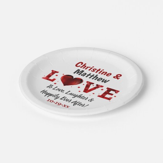 赤の後ずっと楽しく笑い結婚を ペーパープレート (アングル)